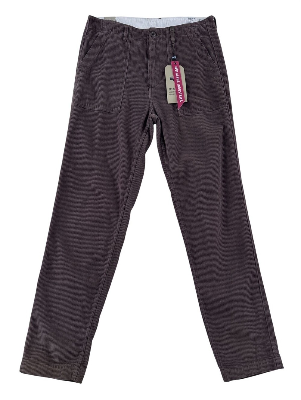 NEW Alpha Industries Corduroy Fatigue Pant Chocolate 32/32 Regular Fit Low Waist